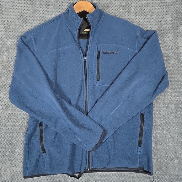 Timberland Jacket Mens Large Blue Fleece Slope Full Zip Outdoors Gorpcore Warm - Picture 1 of 9